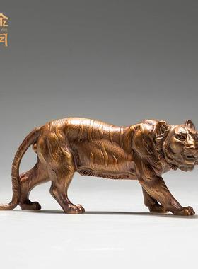 铜金岁月小老虎黄铜摆件办公室桌面金属工艺品家居玄关铜器装饰品