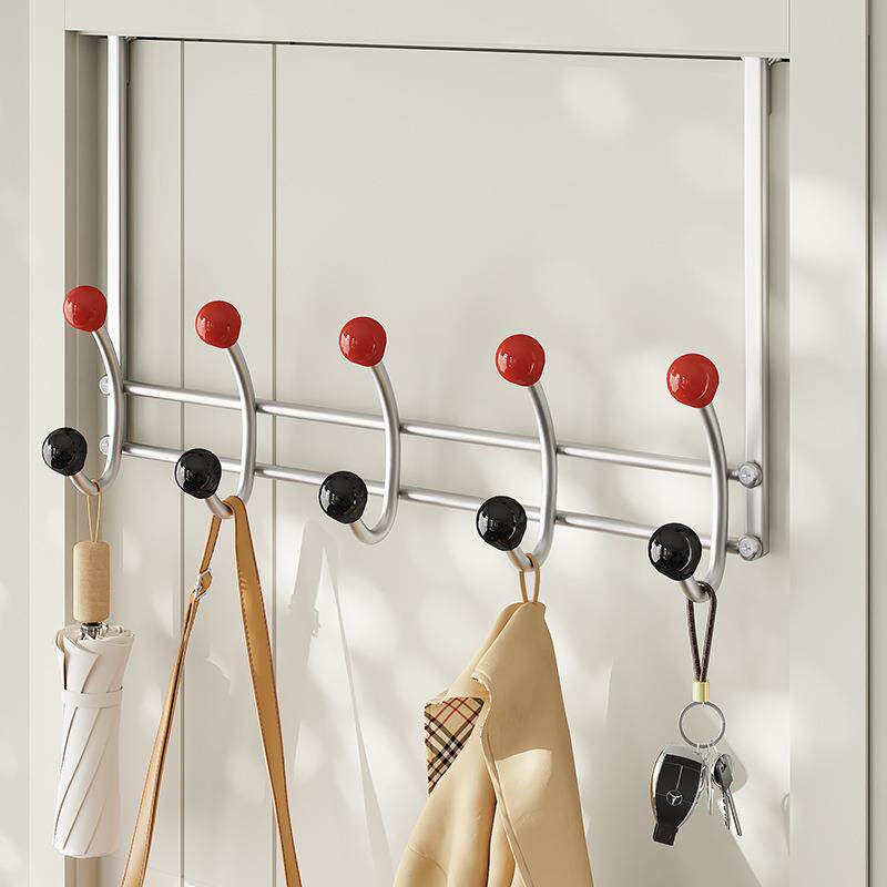 门后挂衣钩现代铁艺双排钩衣服时尚简约门后挂钩墙上壁挂免钉挂衣