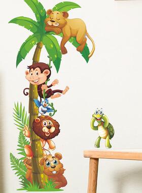 FX-D442卡通森林动物组合爬树儿童房幼儿园背景美化装饰墙贴纸