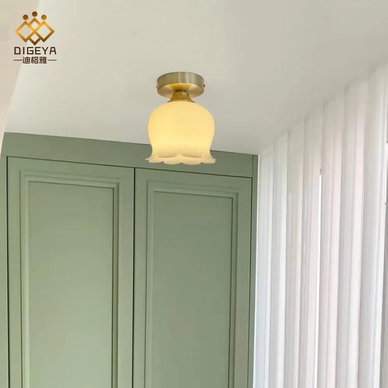 北欧简约仿玉石白铃兰卧室阳台吸顶灯奶油风楼梯间过道玄关吸顶灯