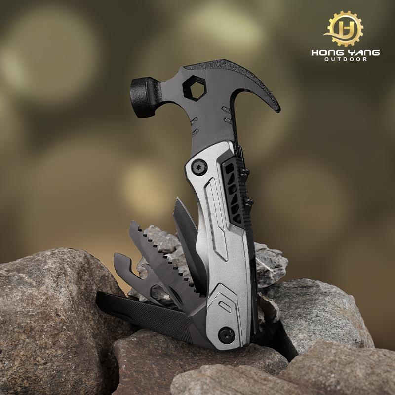 户外露营不锈钢多功能钳锤迷你羊角锤木工地钉锤子工具破窗逃生锤