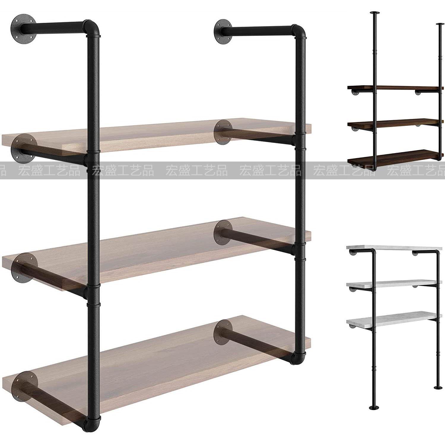 铁艺壁挂墙上一字四层DIY隔板置物架墙壁实木书架多层收纳架支架