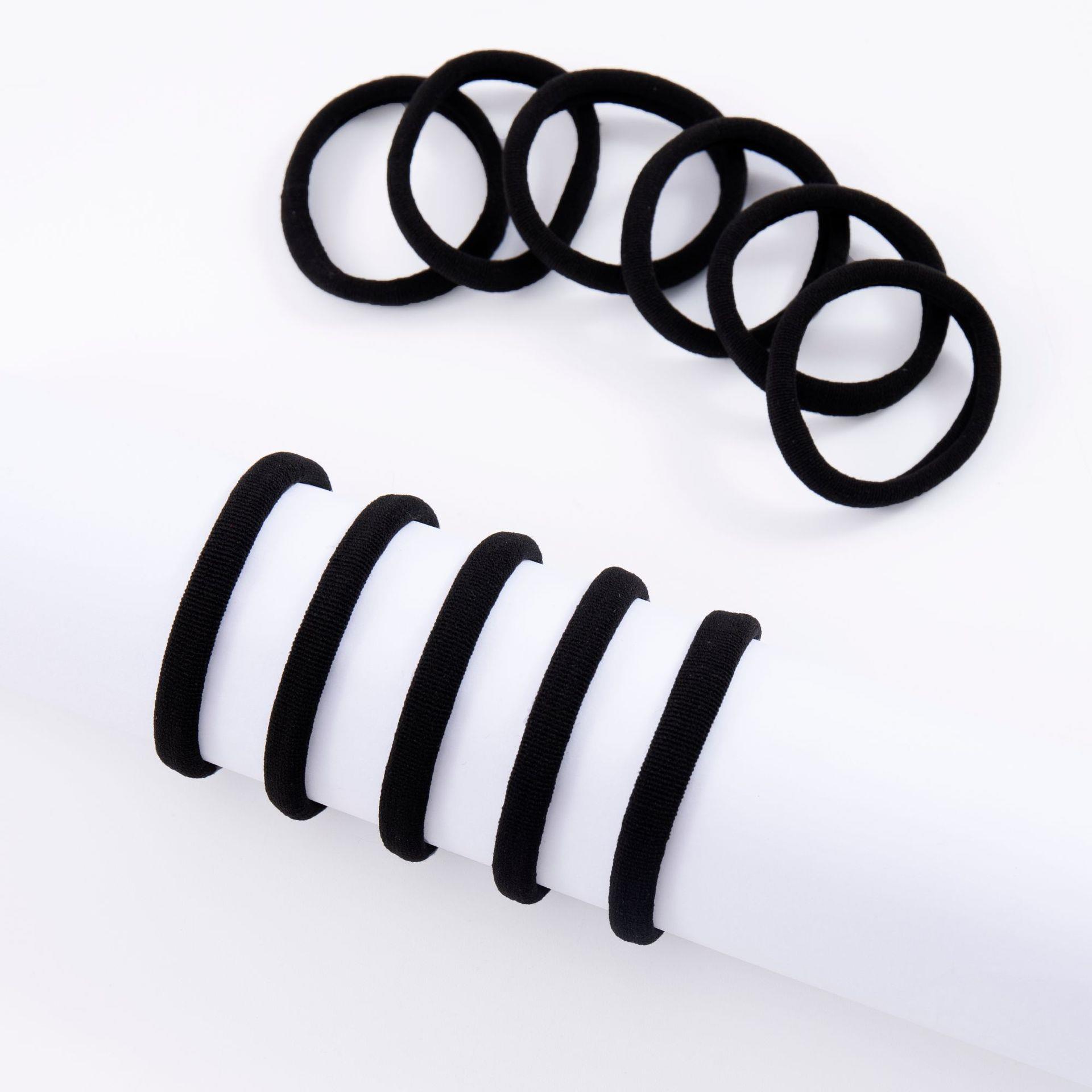 黑色简约毛巾圈发绳5.5寸大号加粗无接缝发圈成人高马尾头圈