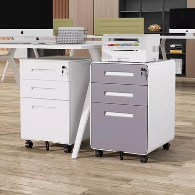 活动柜办公室桌下移动文件柜矮柜抽屉式储物柜钢制带锁三抽小柜子