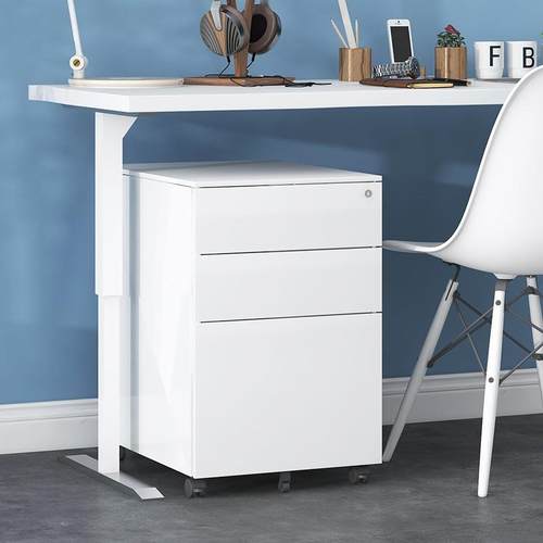 桌下移动活动文件柜带锁办公室三抽屉储物铁皮矮柜打印机收纳柜子