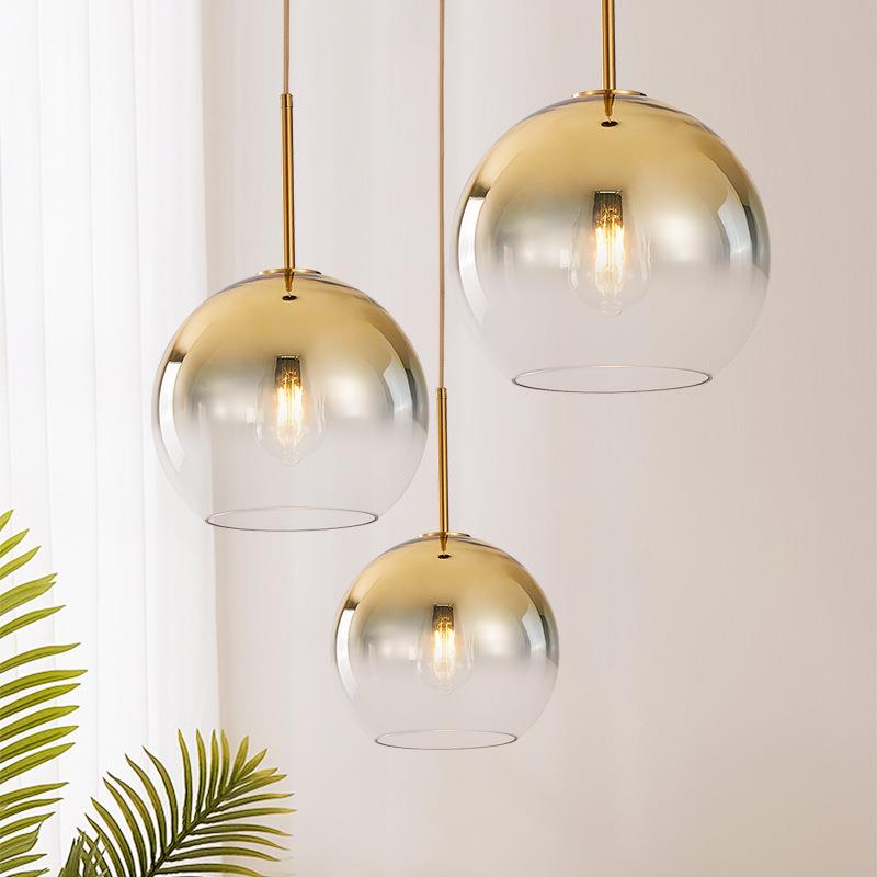 北欧客厅卧室床头吧台餐厅古镇灯具渐变玻璃圆球组合吊灯