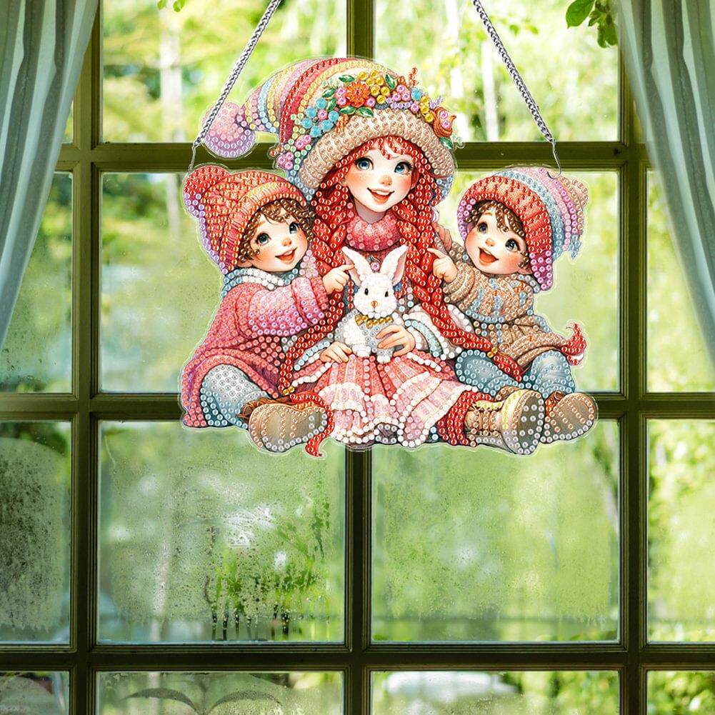 钻石画DIY系列亚克力单面挂件女孩人像可爱系列室内挂件手工用品