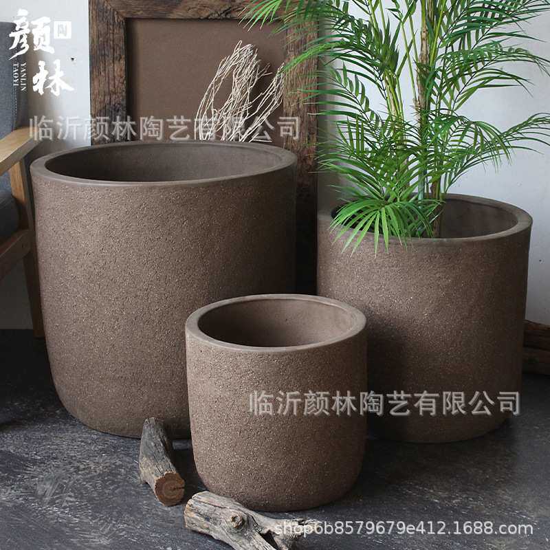 大码花盆大号栽树盆种树大盆客厅北欧花盆紫砂简约花盆粗陶大口盆