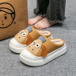 卡通棉拖鞋女冬季2024新款室内家居加绒保暖防滑情侣棉拖女秋冬天