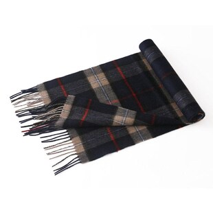 羊毛格子围巾男女冬季短羊绒围脖男士短款蓝色加厚韩系爸爸高级感