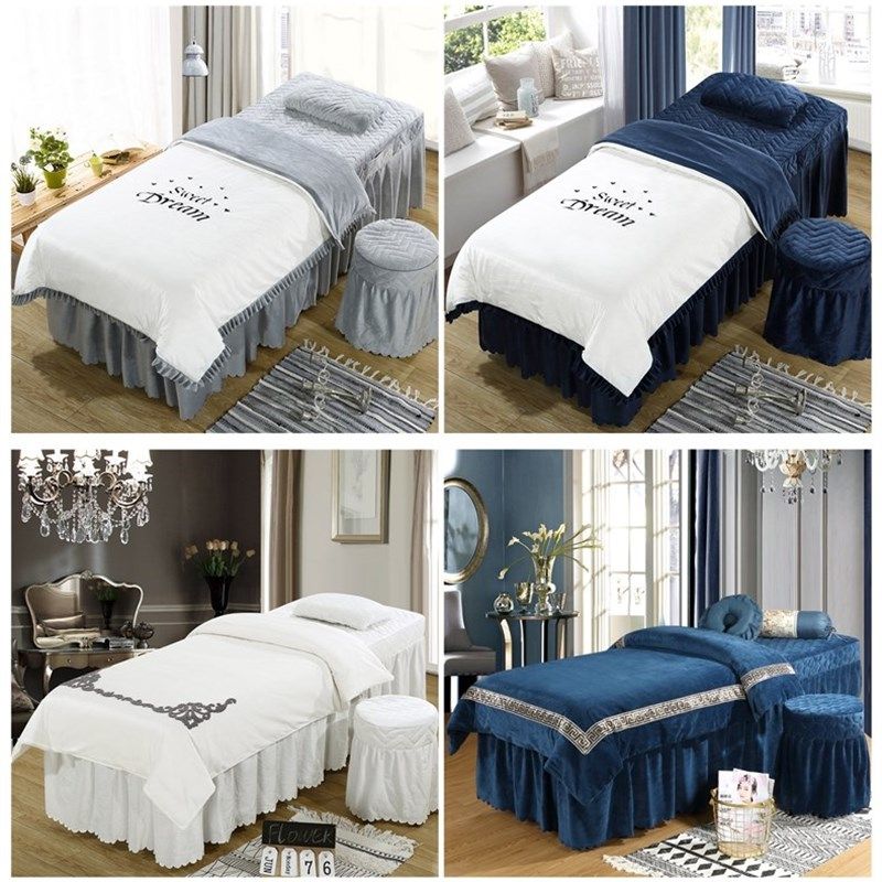 加厚冬款白色美容床罩四件套采耳中式按摩美容院水晶绒浅灰床裙套,床上用品,床罩定制,淘宝优惠券,粉丝福利购,淘宝优惠卷