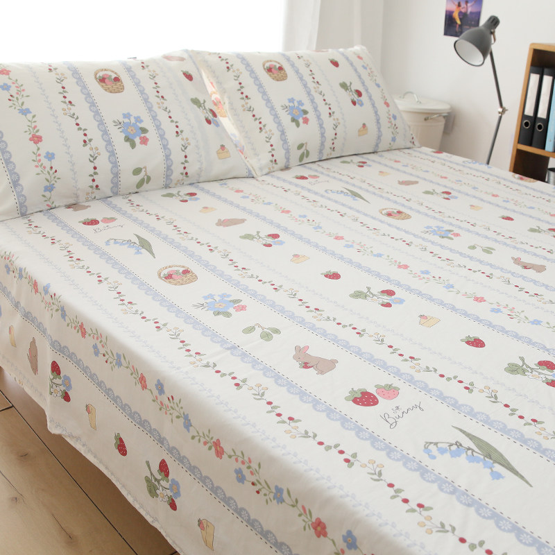 草莓兔纯棉床单单件100%全棉三件套被单被套被罩卡通四件套枕套4,床上用品,床单,淘宝优惠券,粉丝福利购,淘宝优惠卷