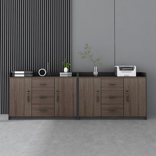 办公室茶水柜文件柜矮柜隔断柜边柜木质收纳柜储物柜子带锁办公柜