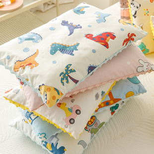 纯棉儿童枕头带枕套中小学生幼儿园1-6-10岁枕芯全棉卡通豆豆枕头