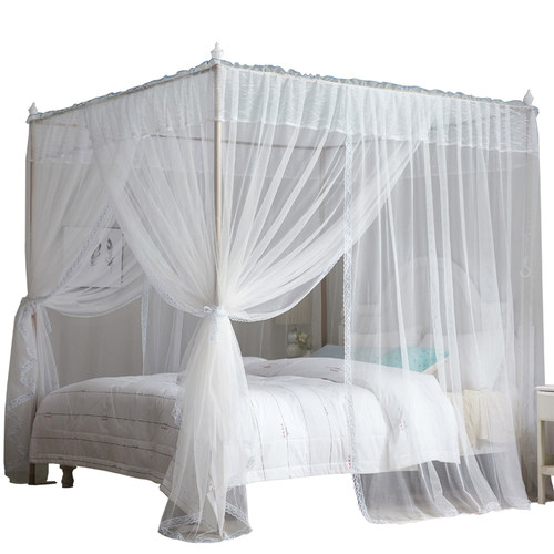 蚊帐1.8m床双人家用落地支架加密加厚蚊帐2.0x2.2三开门纹账夏季