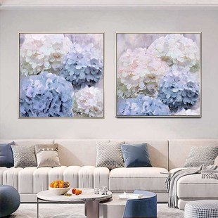 轻奢大芬村手绘油画花卉绣球花客厅沙发背景墙装饰画餐厅卧室挂画