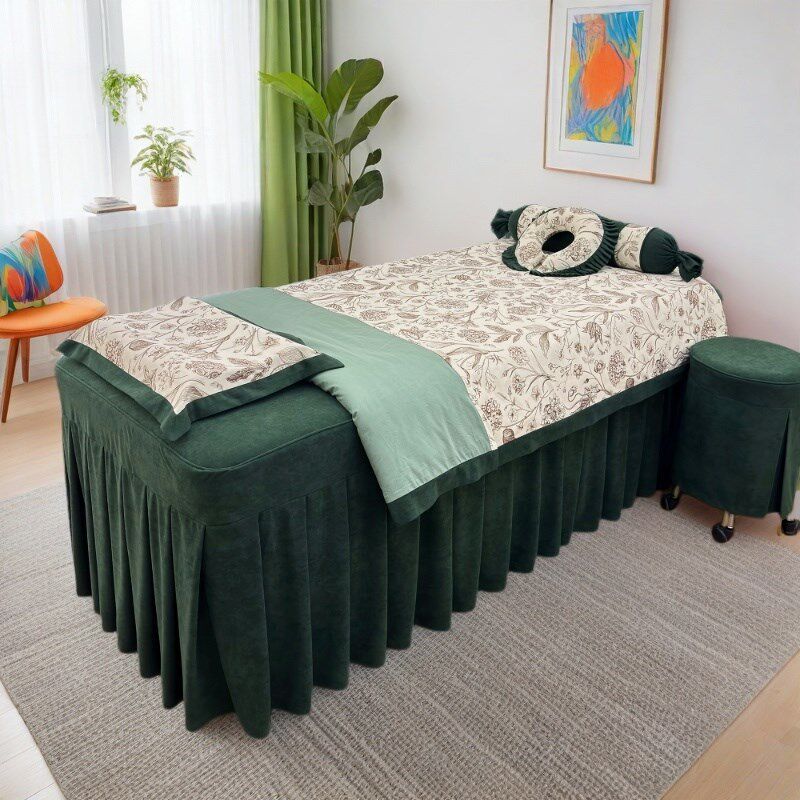 美容床罩四件套高端中式美容院按摩美睫床套四季通用美容床床品