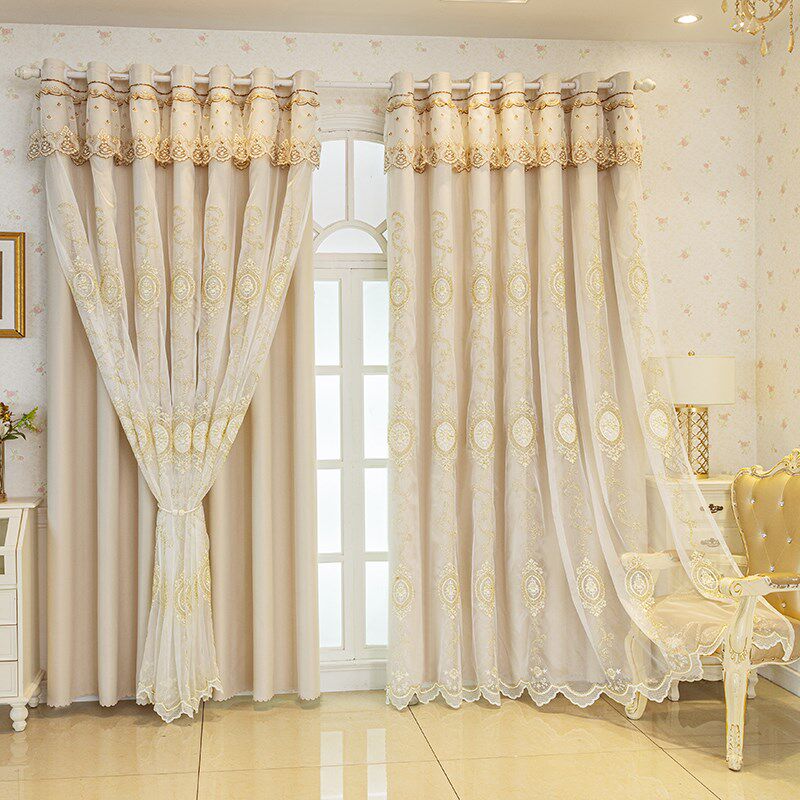 窗纱窗帘一体遮光2024新款客厅轻奢现代简约卧室双层带纱高档欧式