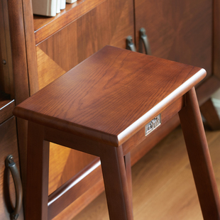 实木梯凳吧台椅子家用高脚凳折叠酒吧椅美式复古吧椅轻奢吧台凳子