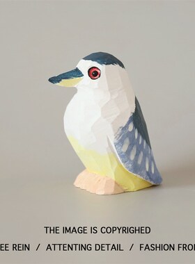 夜师傅!木雕小鸟夜鹭手工桌面小摆件装饰创意可爱小礼物送朋友