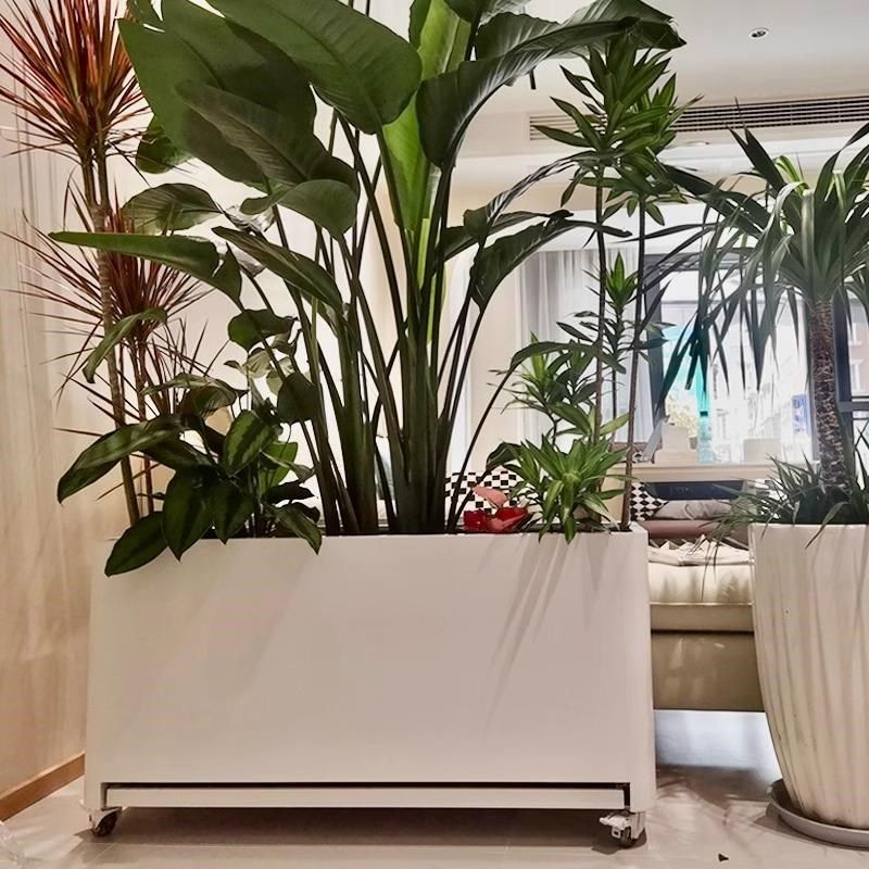 室内带接水盘移动花箱客厅阳台楼顶露台不锈钢滑轮户外造景种植箱,商业/办公家具,花坛/花箱,淘宝优惠券,粉丝福利购,淘宝优惠卷