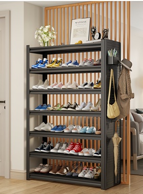 家用钢制鞋架门口落地多层置物架铁艺简易收纳架玄关入户门后鞋柜