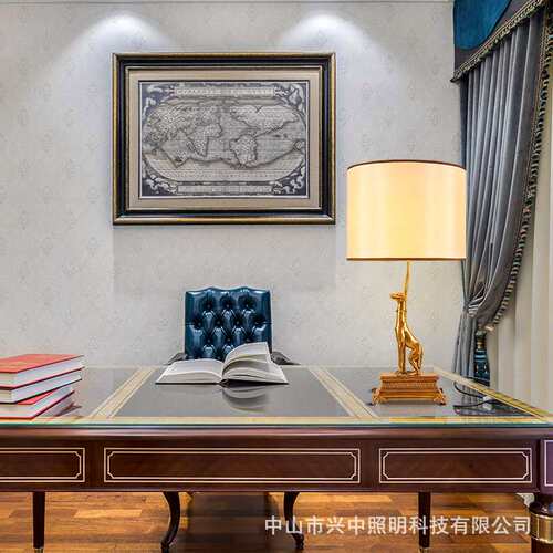 法式全铜台灯客厅书房灯欧式别墅奢华大气卧室床头灯个性脱蜡