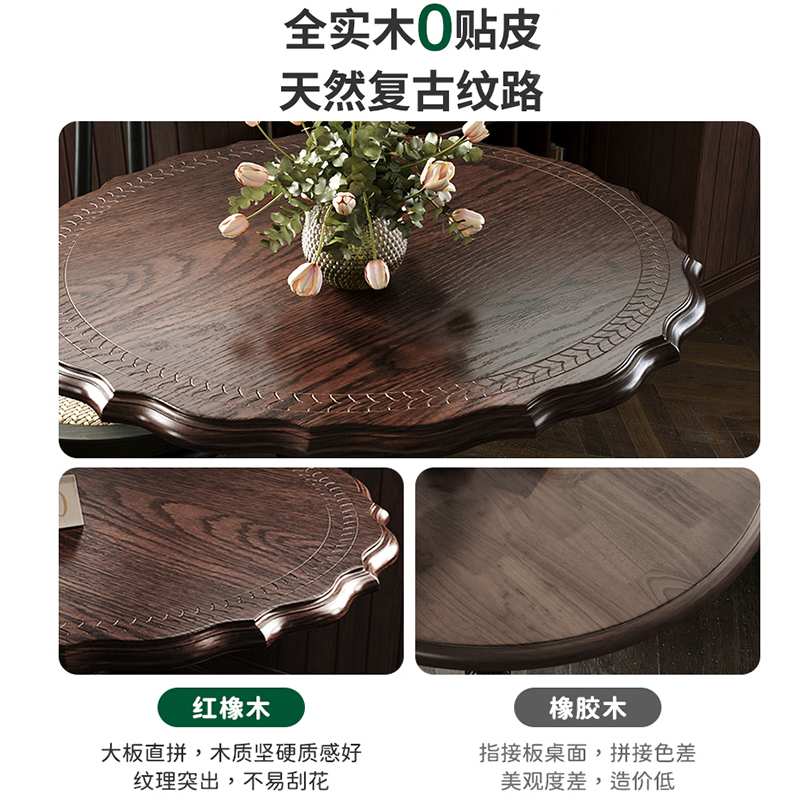 ?复古咖啡厅桌椅组合实木奶茶店桌子商用西餐厅餐桌甜品烘焙店圆