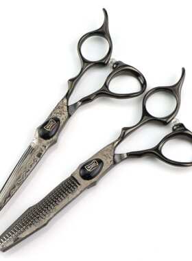 6.0寸FJ--21个性黑色华尔大马士革 美发剪刀 理发剪专用双剑型平