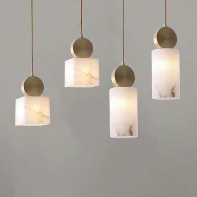 北欧卧室床头灯云石设计师吊灯新中式全铜小吊灯Marble wall lamp