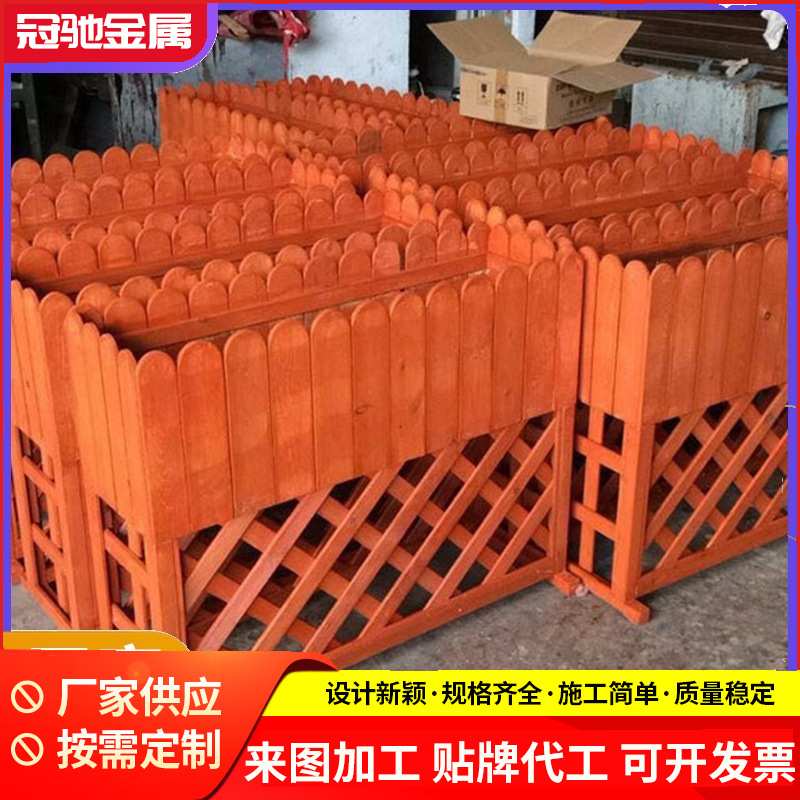 木质实木长方形户外实用花箱护栏酒店商场花槽种植防腐耐用