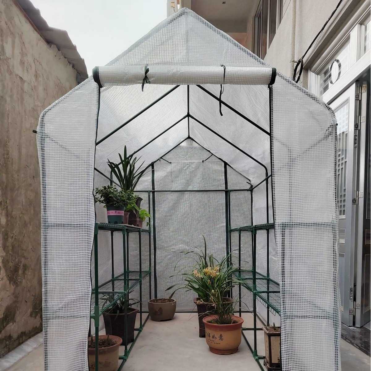 跨境花园暖房户外多肉植物盆栽温室棚家用可移动花房小型花架210