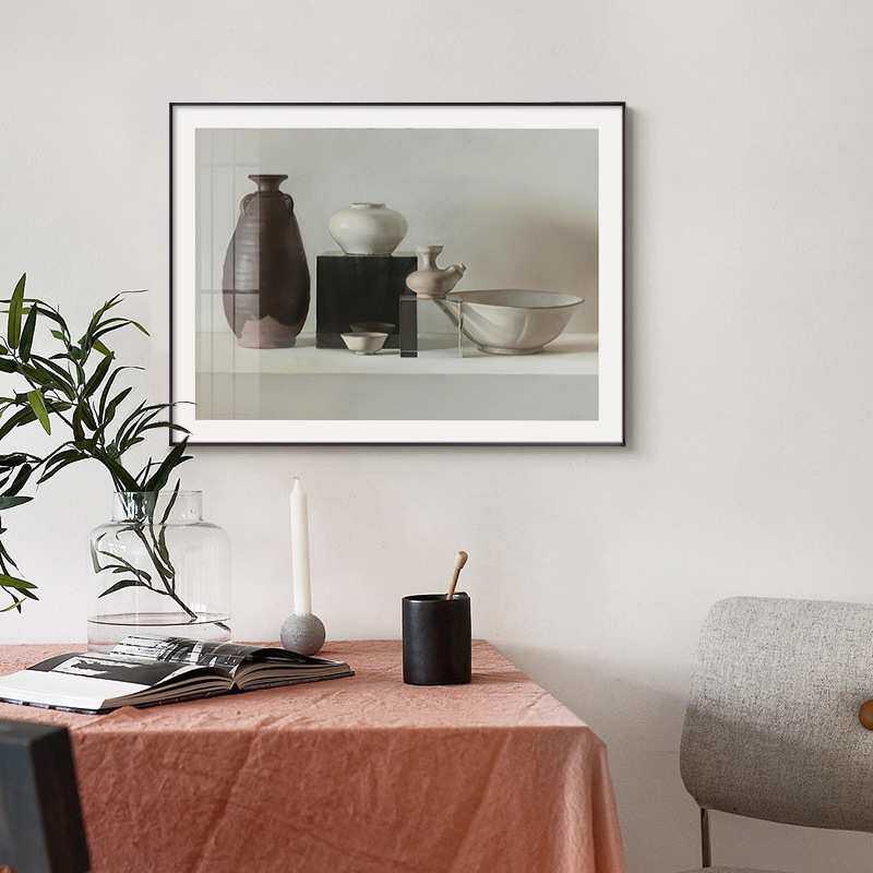 现代简约小众文艺复古怀旧装饰画入户玄关个性壁画狗静物组合挂画
