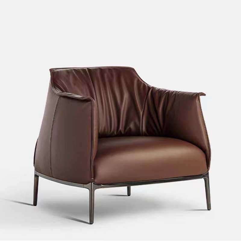 佛山工厂定制轻奢蜗牛懒人沙发极简真皮高级感阳台休闲椅单人沙发