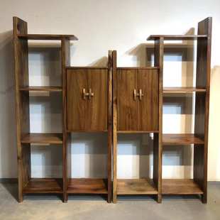 樟木家具客厅实木博古架风化老料古董展示架现代中式仿古创意格子