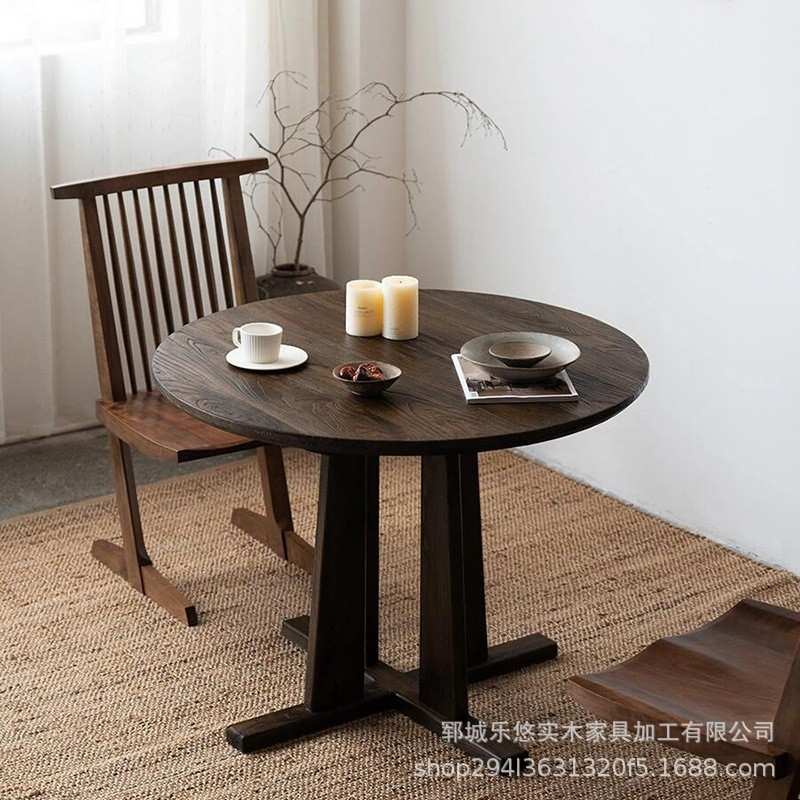 网红实木小圆桌咖啡桌小户型休闲阳台茶桌奶茶咖啡实木餐桌厂家