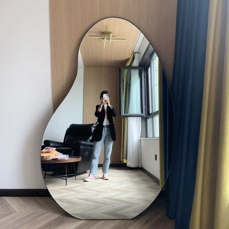 穿衣全身落地镜服装店试衣镜ins风异形镜显瘦镜网红壁挂镜梳妆镜