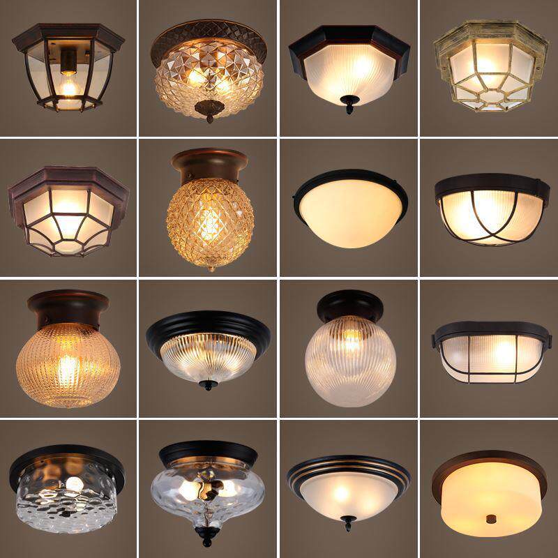 玻璃阳光房灯吸顶灯美式乡村复古半吸顶吊灯过道灯艺术廊灯