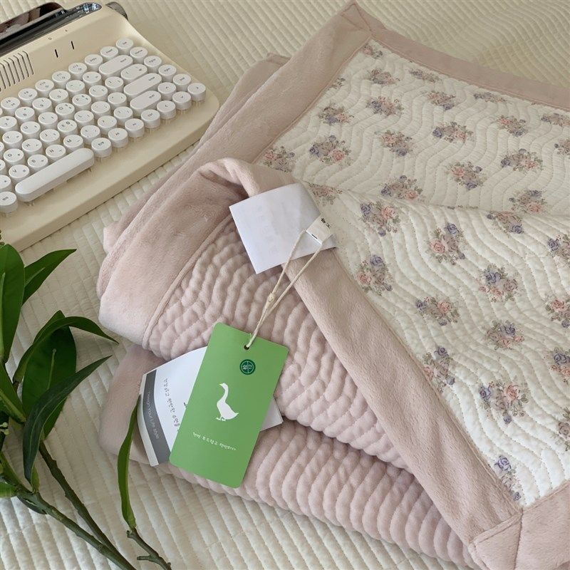 韩国大鹅秋冬加厚A面天丝B面法兰绒床盖单件保暖夹棉防滑床单炕盖