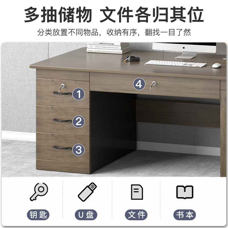 办公桌现代简约家用抽屉柜带锁老板书桌椅组合办公室职员电脑桌