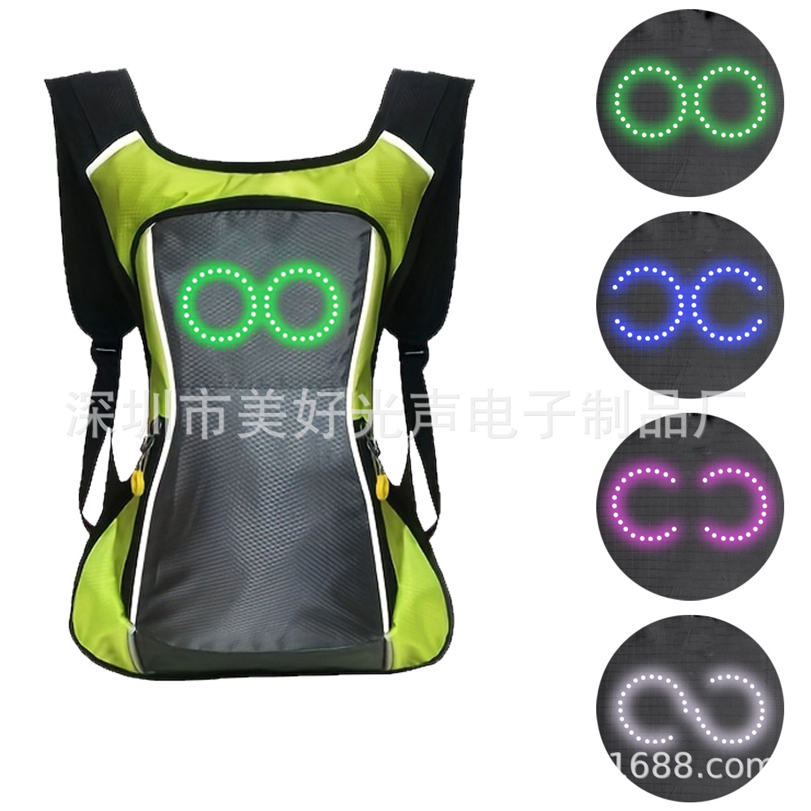 LED发光背包 RGB炫酷幻彩节奏灯氛围灯跳闪 安全骑行警示发光背包