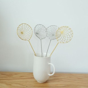 雨花石杂货 不锈钢迷你火锅捞勺边炉厘小漏勺日式手工编织过滤勺