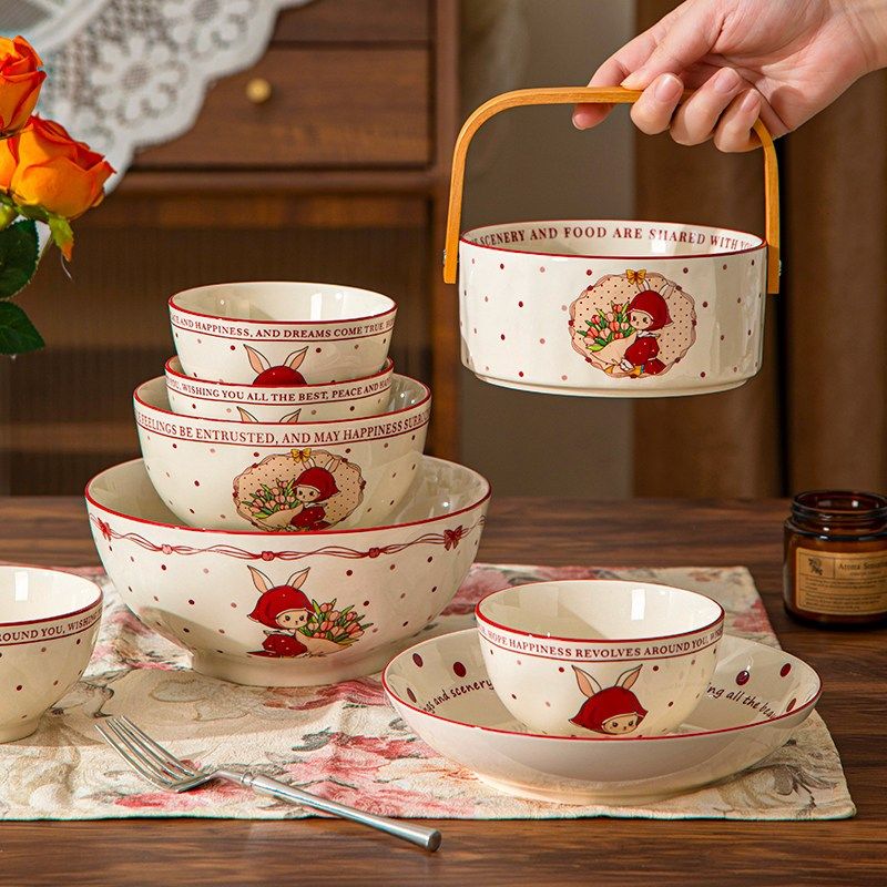 悠米兔碗家用2025新款高颜值餐具套组乔迁新婚结婚生日礼物碗碟盘,餐饮具,碗,淘宝优惠券,粉丝福利购,淘宝优惠卷