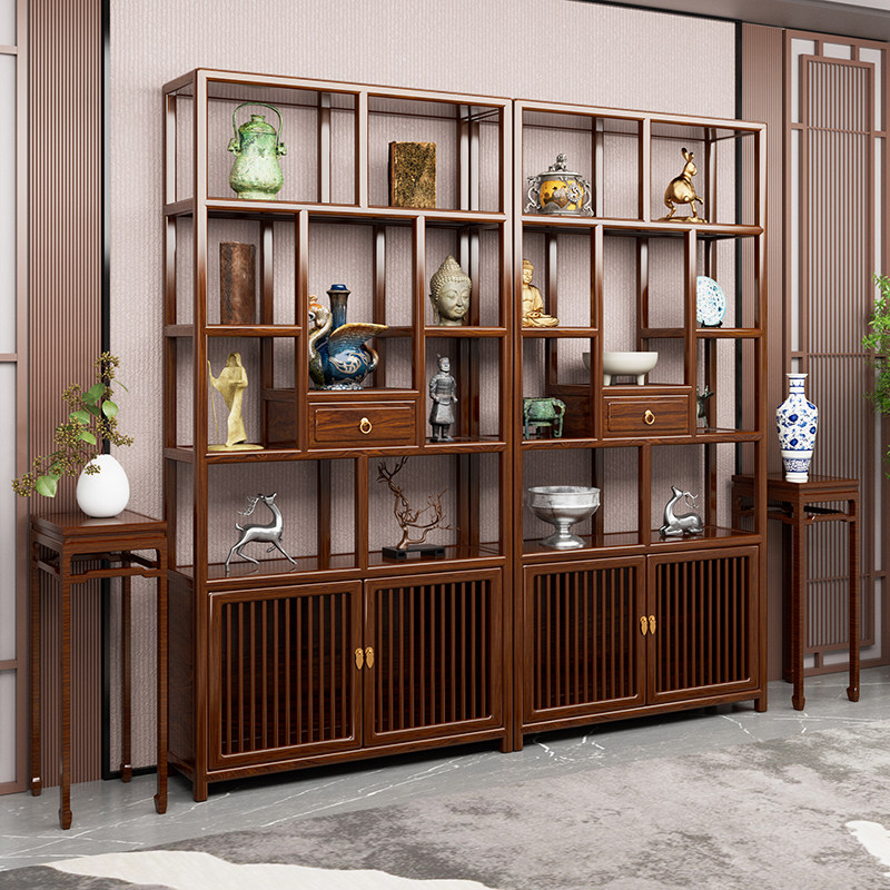 博古架实木新中式多宝阁榆木茶叶展示柜客厅古董隔断置物架展示柜,住宅家具,多宝格/博古架,淘宝优惠券,粉丝福利购,淘宝优惠卷