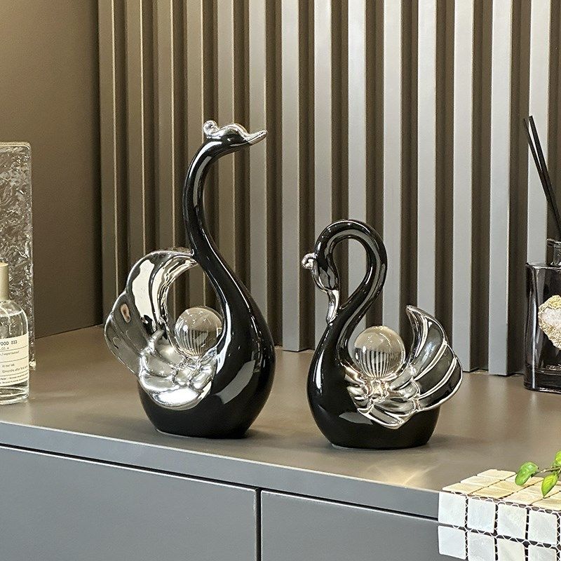 高颜值水晶球情侣天鹅摆件现代轻奢家居玄关客厅酒柜电视柜装饰品,家居饰品,装饰摆件,淘宝优惠券,粉丝福利购,淘宝优惠卷