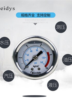 压力表YN40Z不锈钢耐震压力表测水压气压通用0-1.6/100mpa多量程