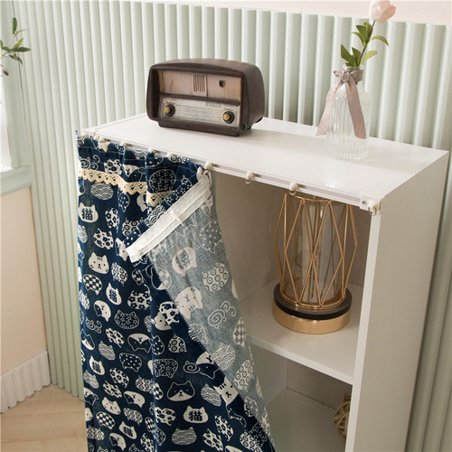 橱柜门帘免打孔柜子遮挡帘可移动衣柜置物架防尘帘轨道式鞋架帘子