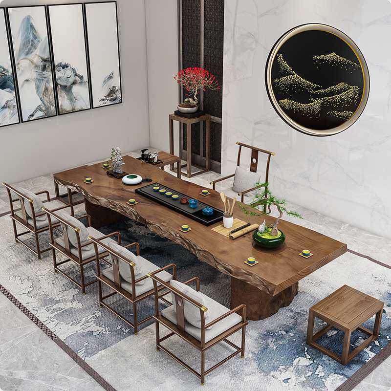 新中式实木茶桌 禅意整板自然边成套功夫茶桌椅 家用大板茶台茶几,模玩/动漫/周边/娃圈三坑/桌游,模型制作工具/辅料耗材,淘宝优惠券,粉丝福利购,淘宝优惠卷