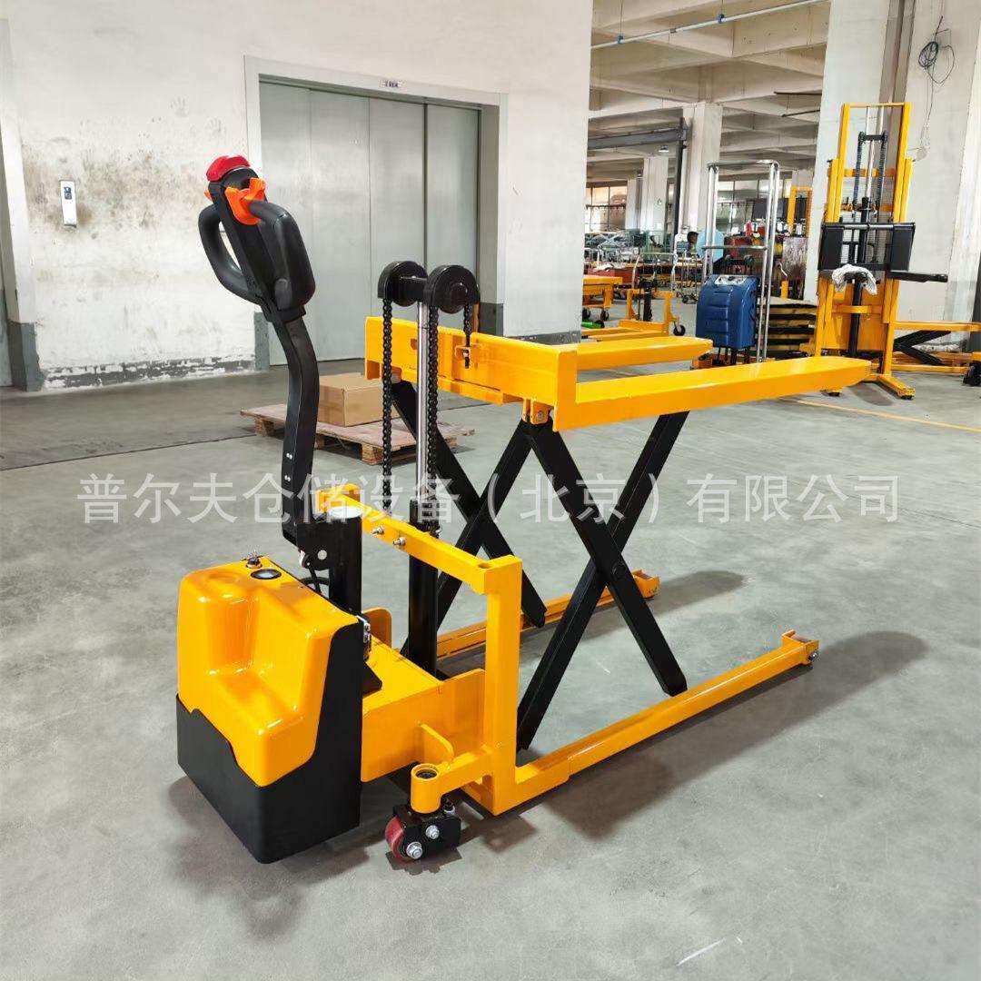 1000kg手动剪式高行程搬运车电动液压升高叉车脚踏式升降车