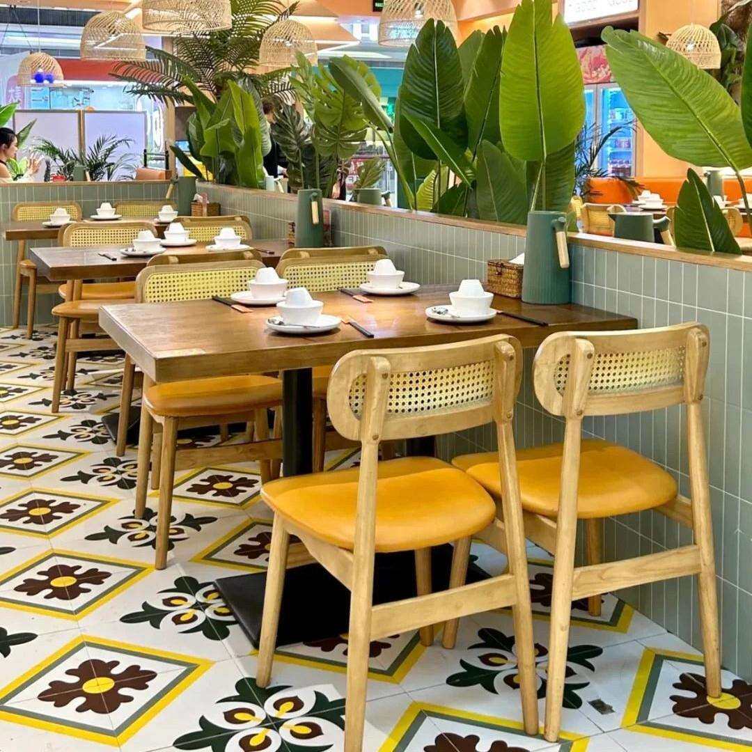 东南亚风餐厅桌椅港式茶餐厅早茶店餐椅咖啡厅奶茶店复古桌椅组合